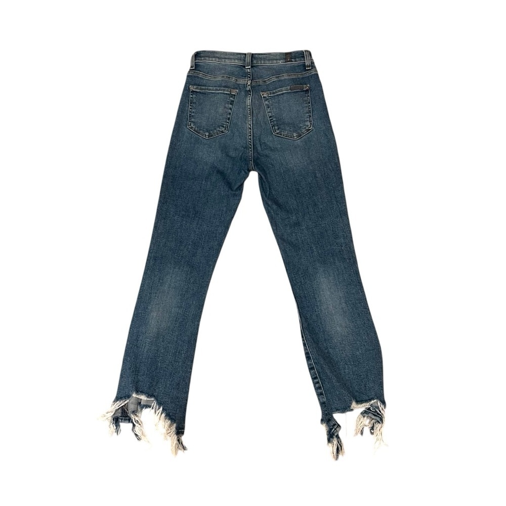 7 FOR ALL MANKIND High Waist Slim Kick Destroyed Hem Luxury Jeans Size 25 - Picture 5 of 16